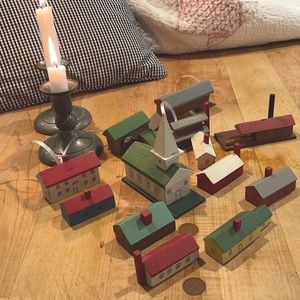Folk village set Houses and church +. Handmade.